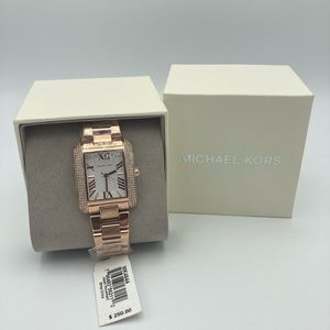 SOLD!! Michael Kors Emery rose gold pave stainless steel bracelet womens watch